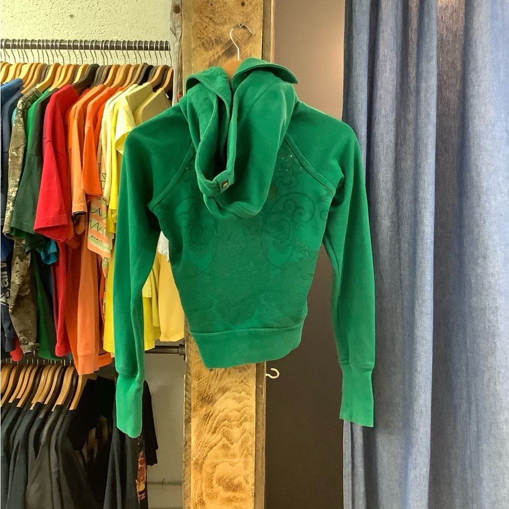 Vintage apple bottoms women’s Green Zip-Up Hoodie - Picture 2 of 2
